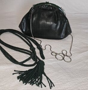 Gucci Green Lizard Frame Evening Bag Exotic Vintage Jade Leather Silver Purse